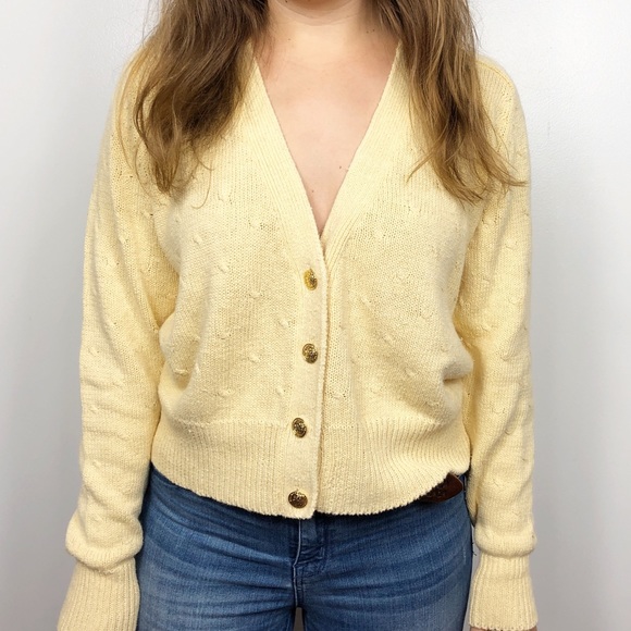 pale yellow cardigan sweater